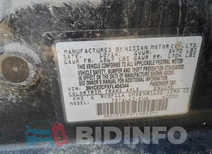 3N1CE2CPXFL404344 Photo# 12