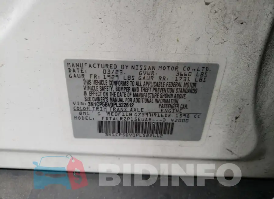 3N1CP5BV0PL522612 Photo# 12