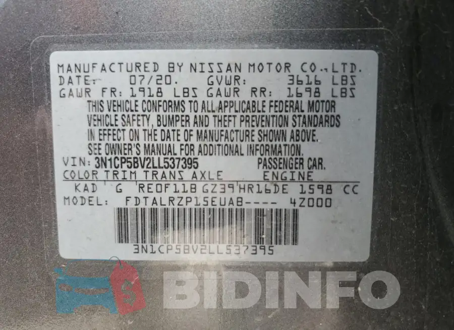 3N1CP5BV2LL537395 Photo# 12