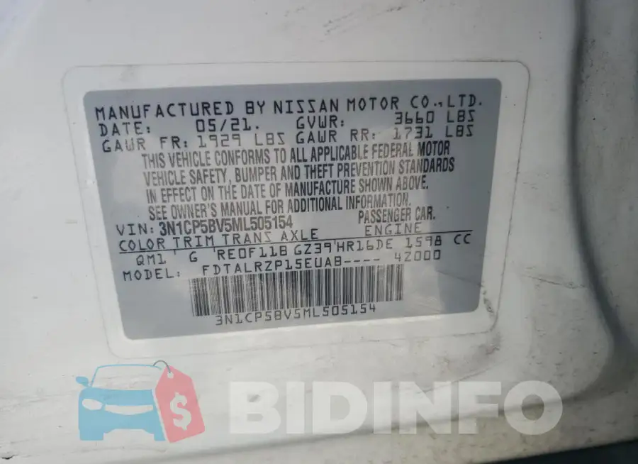 3N1CP5BV5ML505154 Photo# 12