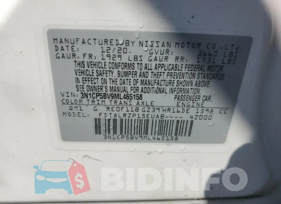 3N1CP5BV9ML465158 Photo# 13