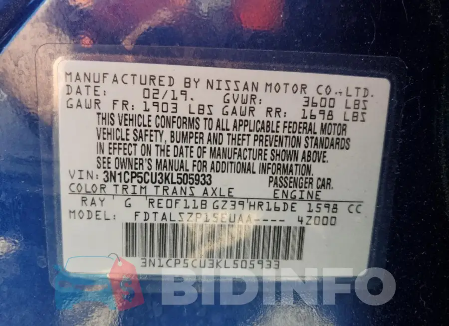 3N1CP5CU3KL505933 Photo# 12