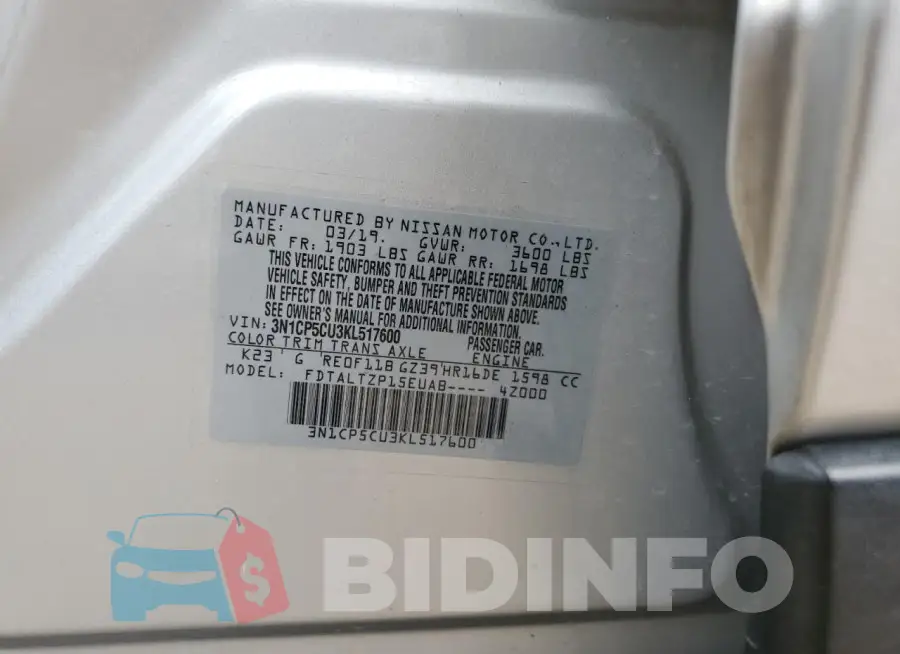 3N1CP5CU3KL517600 Photo# 13