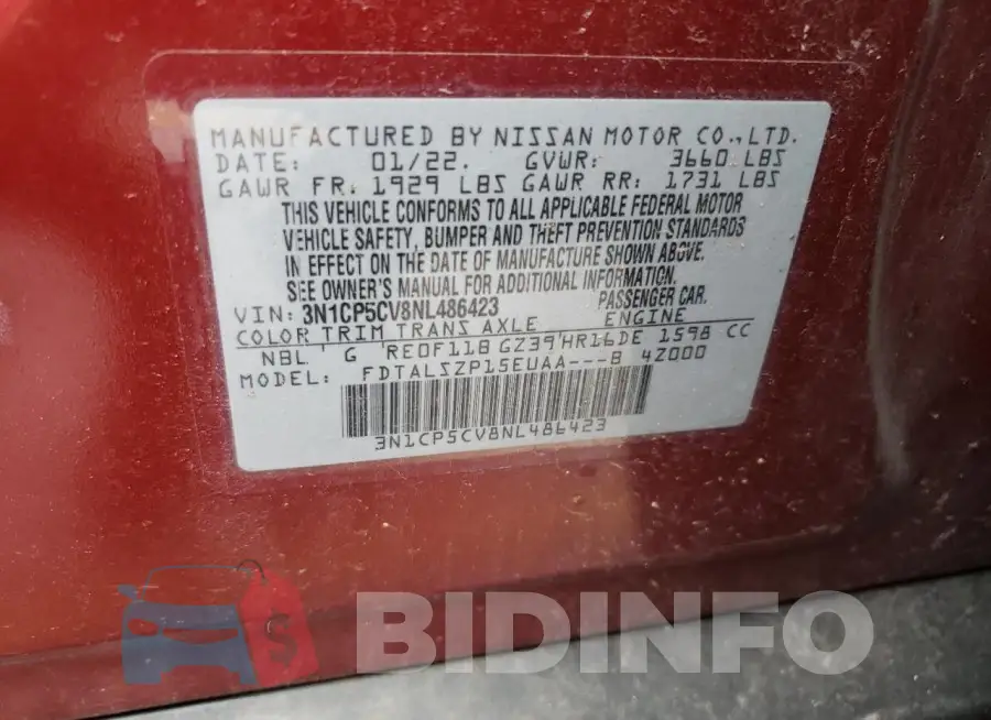 3N1CP5CV8NL486423 Photo# 12