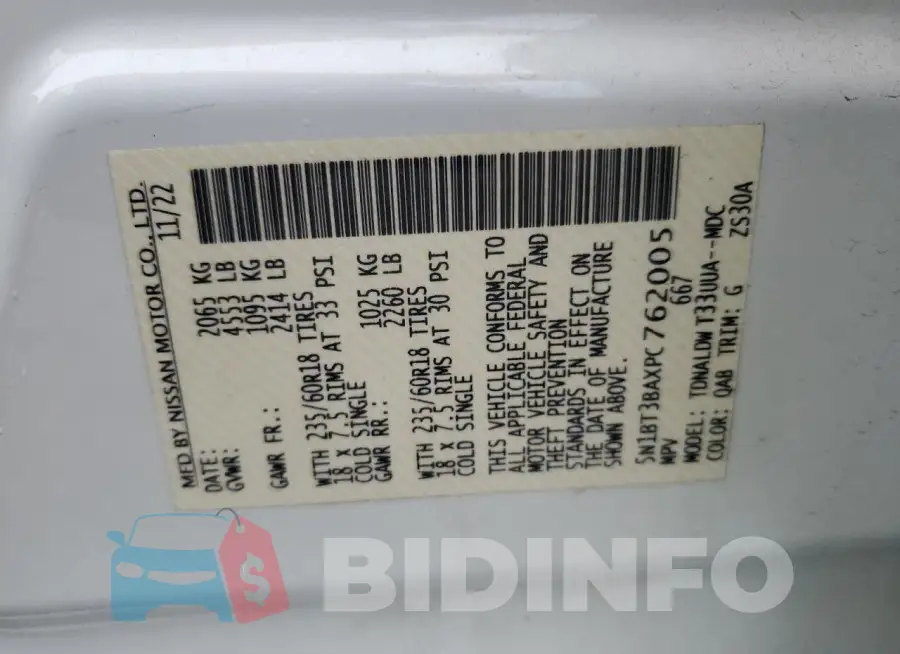 5N1BT3BAXPC762005 Photo# 14