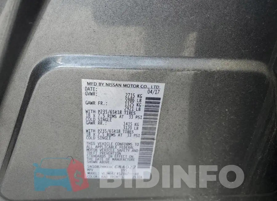 5N1DR2MMXHC684027 Photo# 13