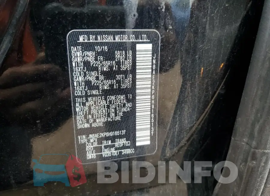 JN8AE2KP6H9165137 Photo# 13