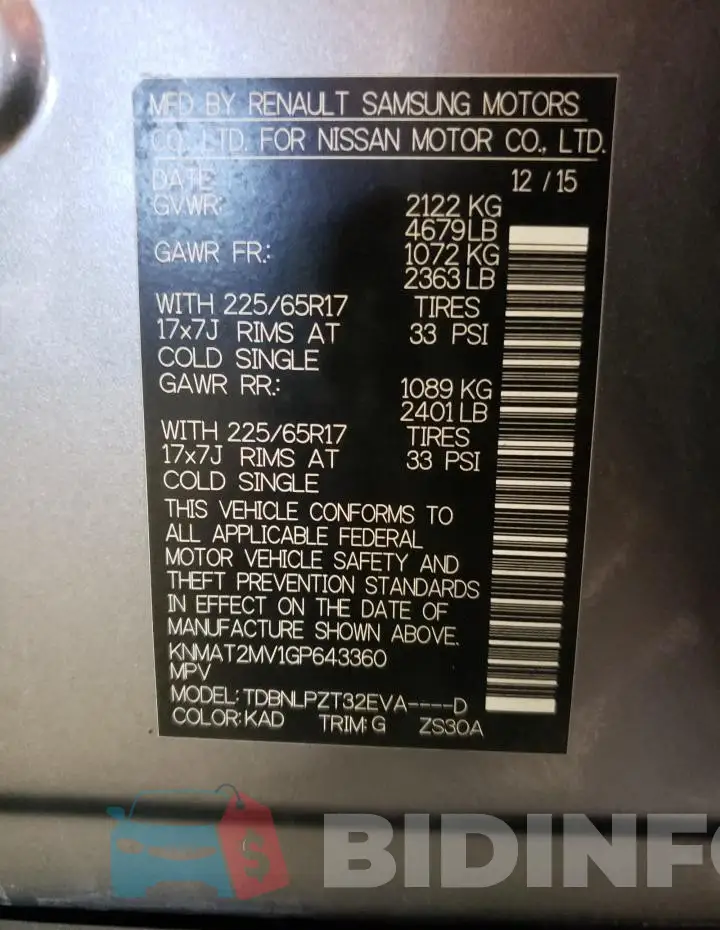 KNMAT2MV1GP643360 Photo# 13