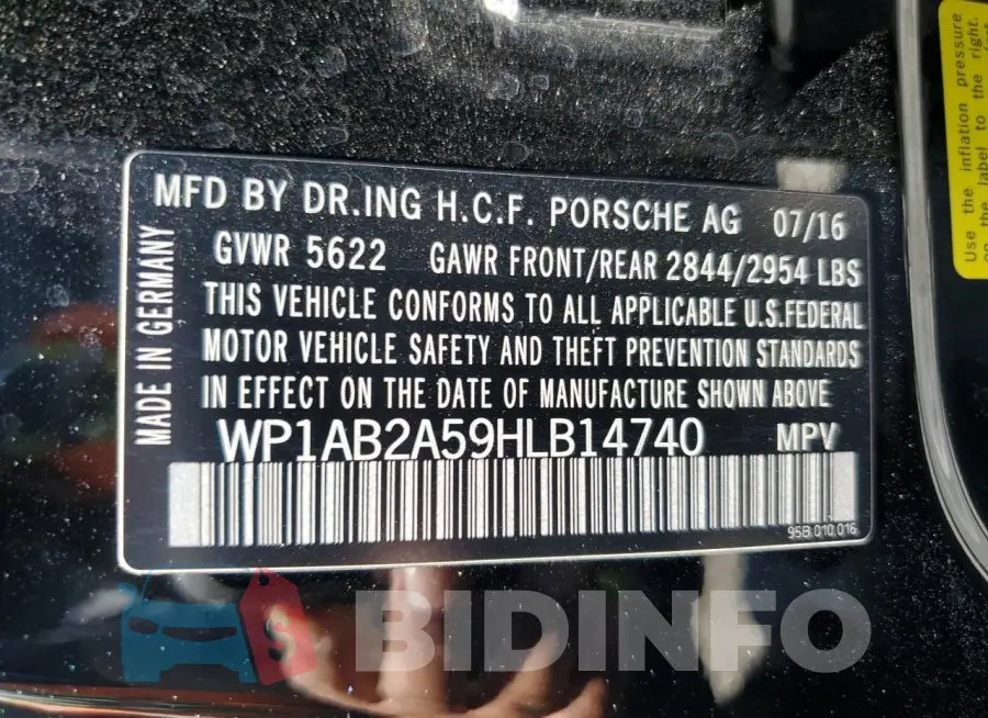 WP1AB2A59HLB14740 Photo# 12