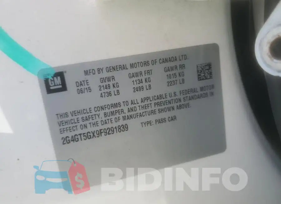 2G4GT5GX9F9291839 Photo# 13