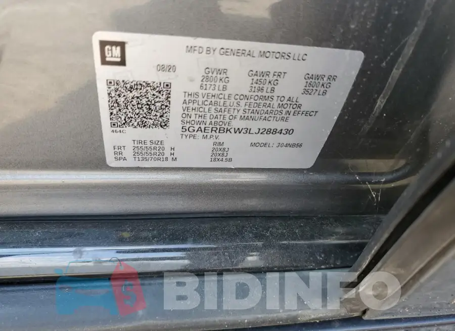 5GAERBKW3LJ288430 Photo# 14