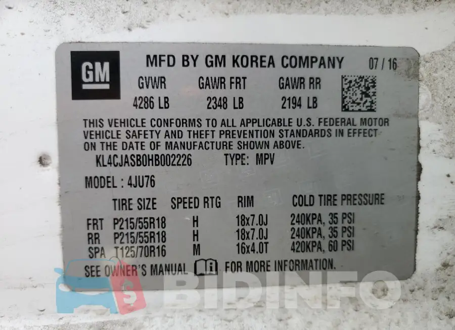 KL4CJASB0HB002226 Photo# 14