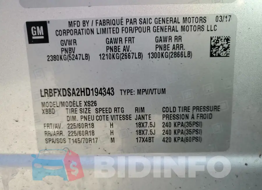 LRBFXDSA2HD194343 Photo# 13
