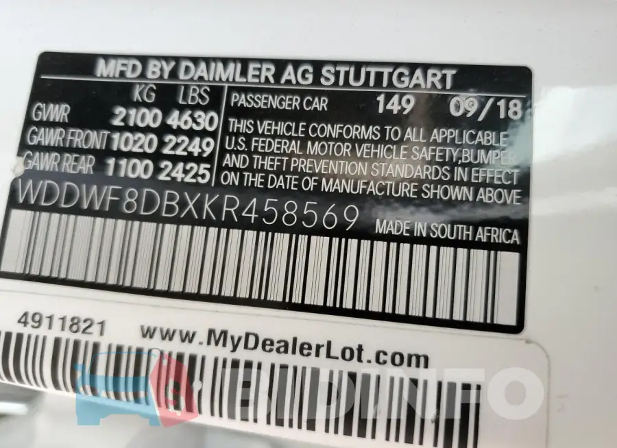 WDDWF8DBXKR458569 Photo# 13