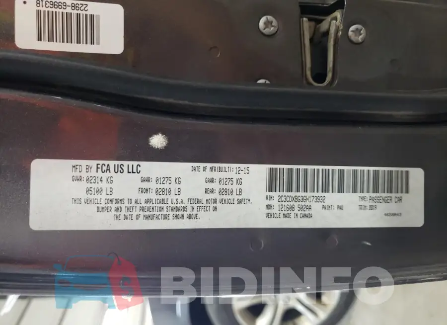2C3CDXBG3GH173932 Photo# 12