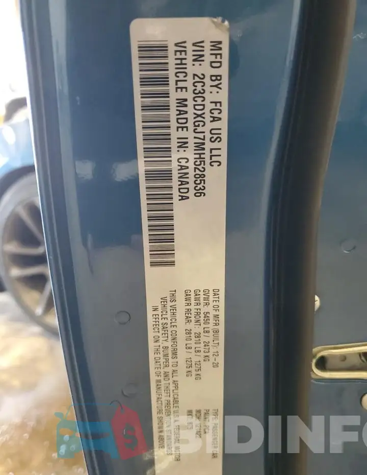 2C3CDXGJ7MH528536 Photo# 12