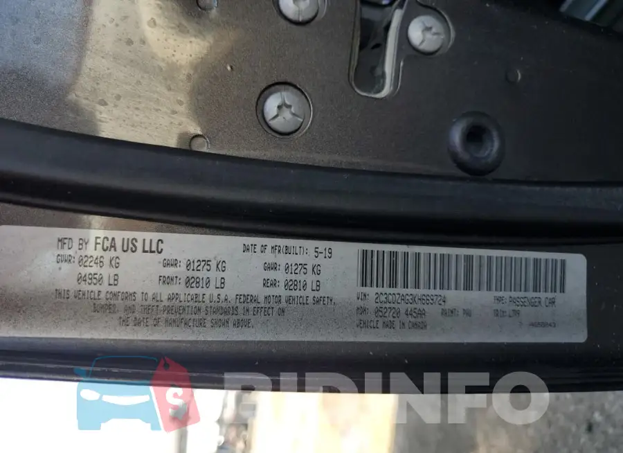 2C3CDZAG3KH669724 Photo# 12
