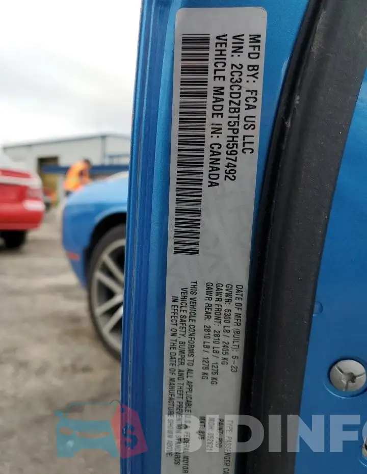2C3CDZBT5PH597492 Photo# 13