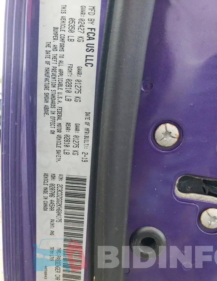 2C3CDZGG2KH604175 Photo# 13
