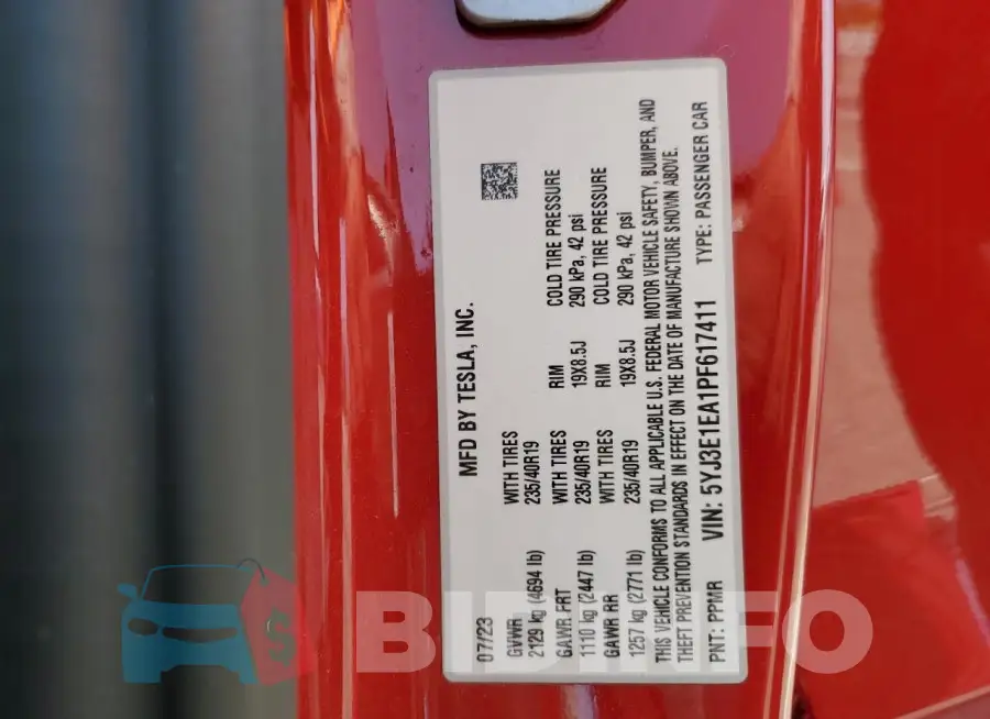 5YJ3E1EA1PF617411 Photo# 13