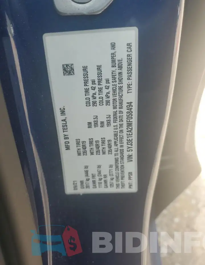 5YJ3E1EA2MF058494 Photo# 12