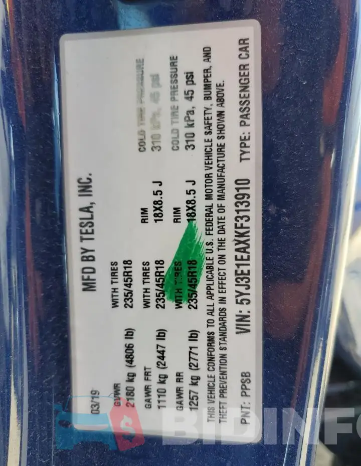 5YJ3E1EAXKF313910 Photo# 13