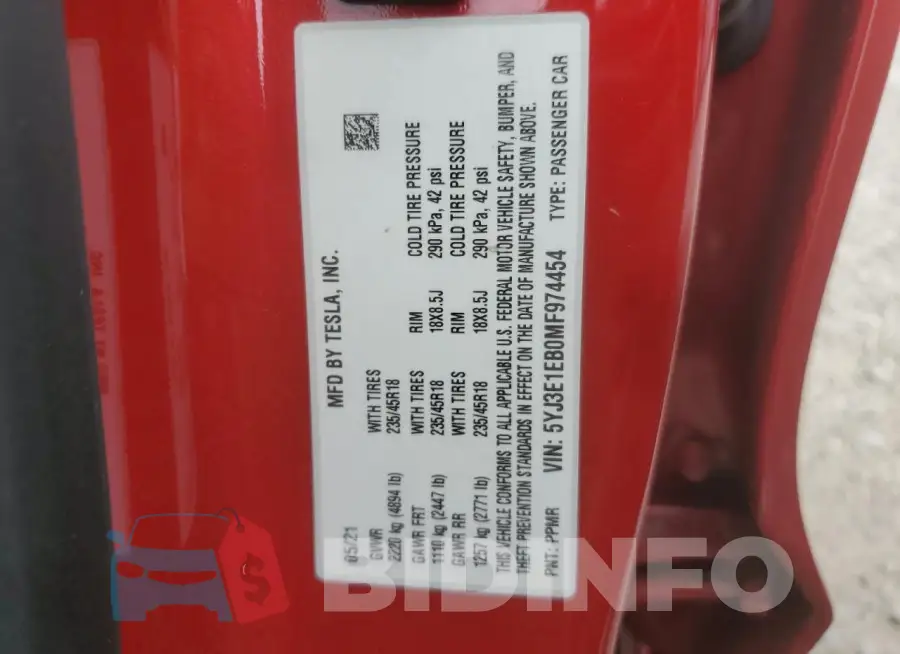 5YJ3E1EB0MF974454 Photo# 12