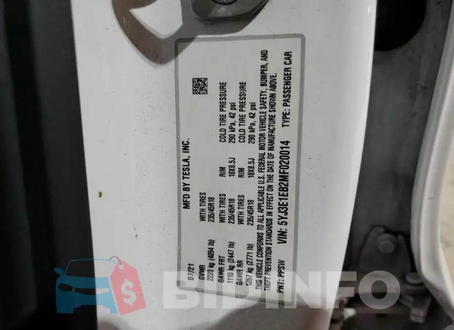 5YJ3E1EB2MF020014 Photo# 12