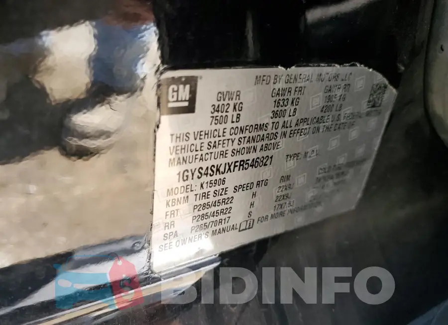 1GYS4SKJXFR546821 Photo# 13