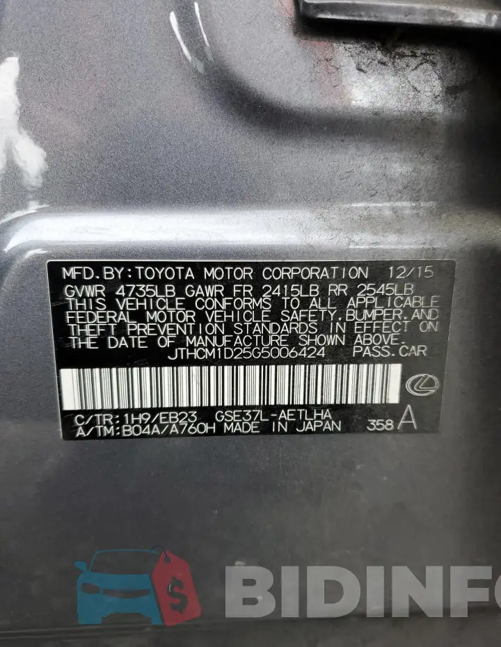 JTHCM1D25G5006424 Photo# 12
