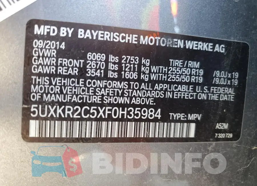5UXKR2C5XF0H35984 Photo# 13