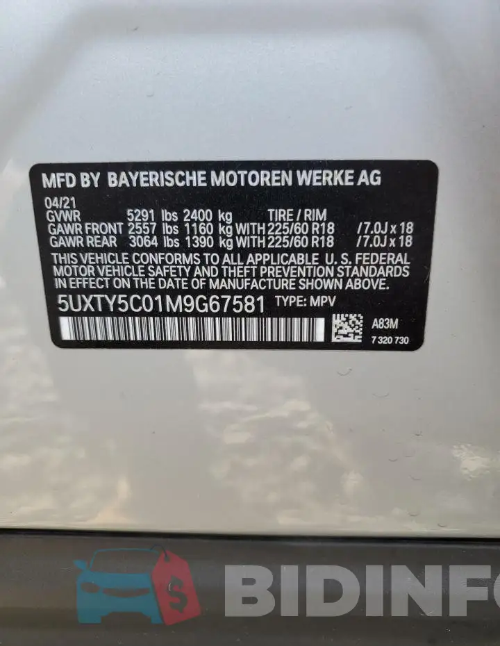 5UXTY5C01M9G67581 Photo# 13