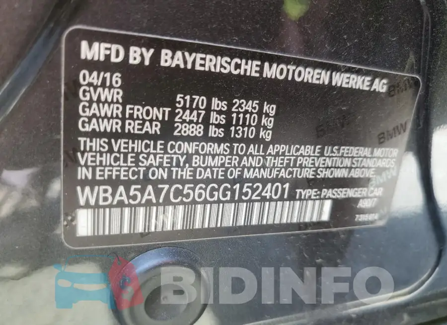 WBA5A7C56GG152401 Photo# 12