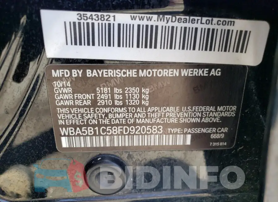 WBA5B1C58FD920583 Photo# 12
