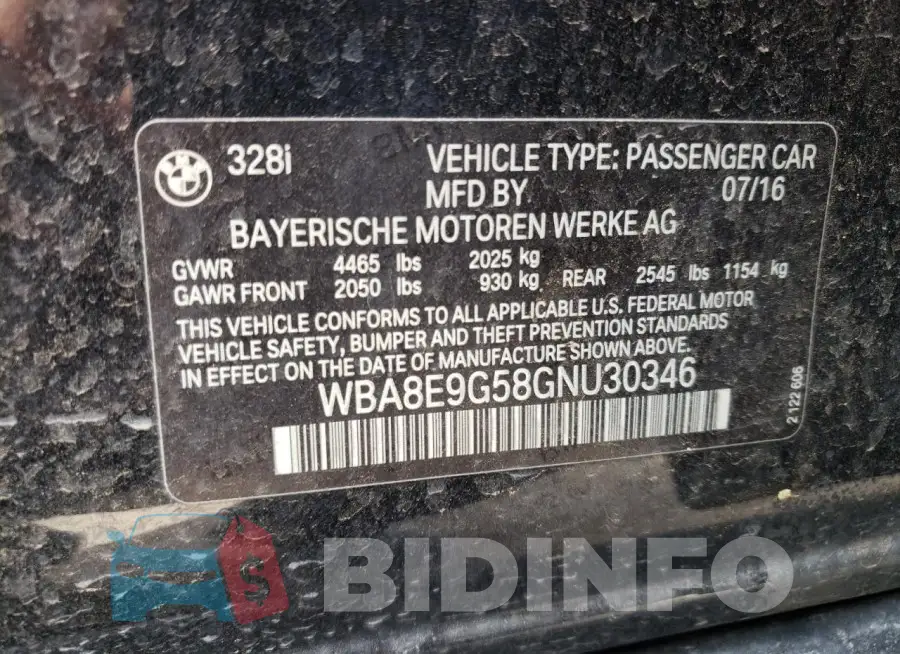 WBA8E9G58GNU30346 Photo# 12