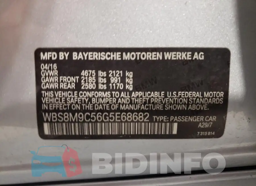 WBS8M9C56G5E68682 Photo# 12