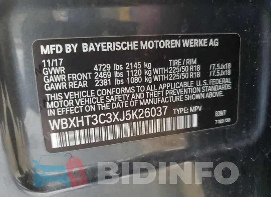 WBXHT3C3XJ5K26037 Photo# 13
