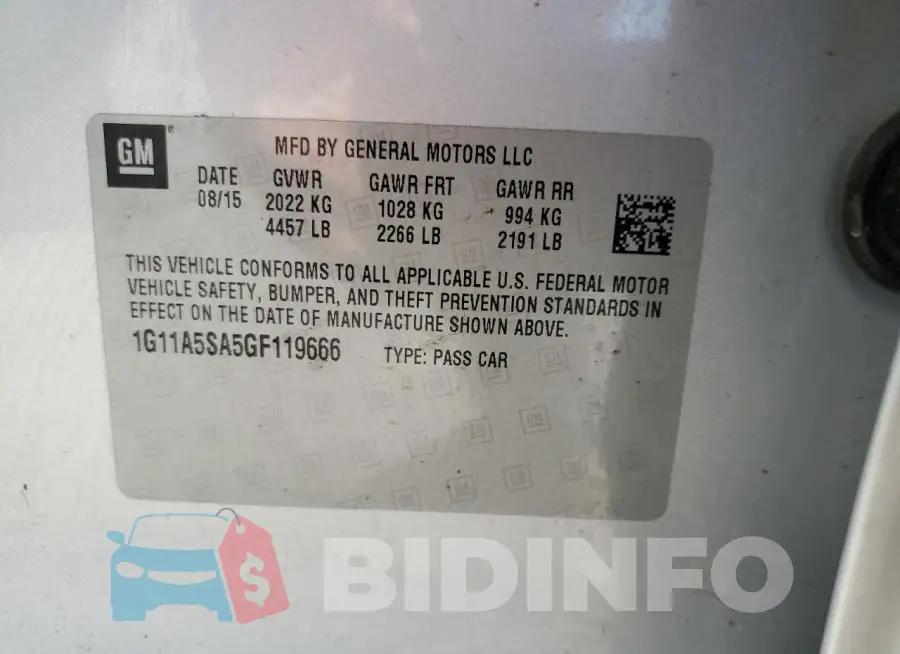 1G11A5SA5GF119666 Photo# 12