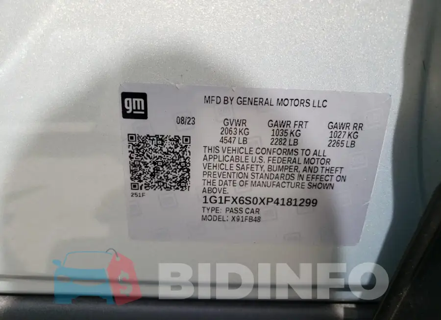 1G1FX6S0XP4181299 Photo# 12
