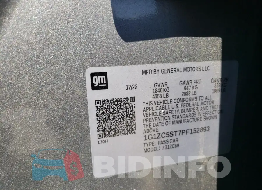1G1ZC5ST7PF152893 Photo# 12