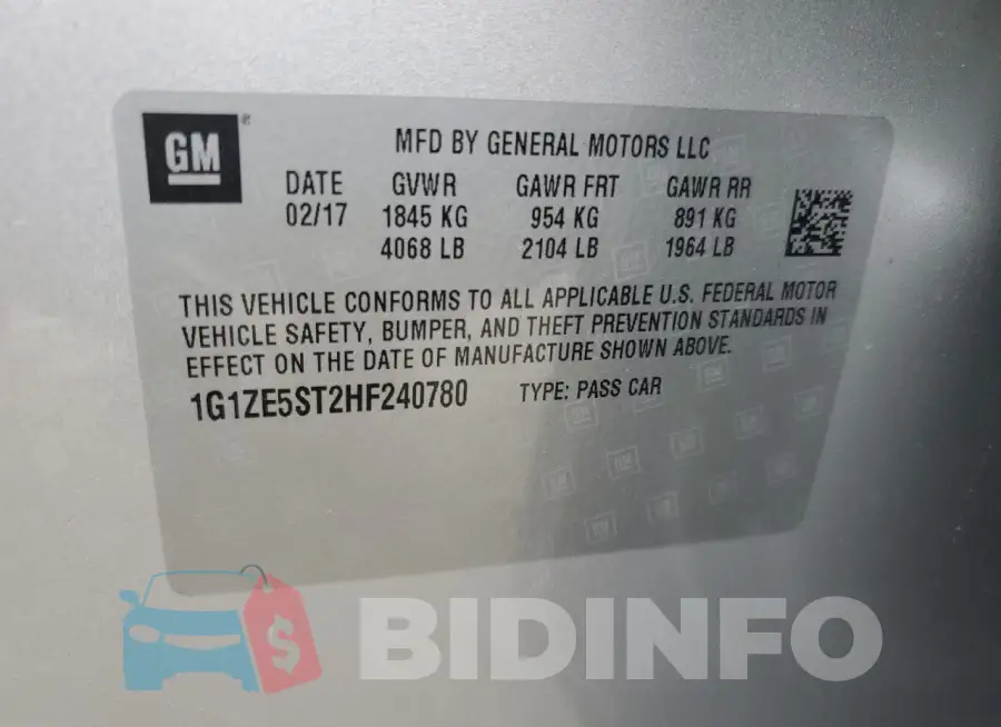 1G1ZE5ST2HF240780 Photo# 12