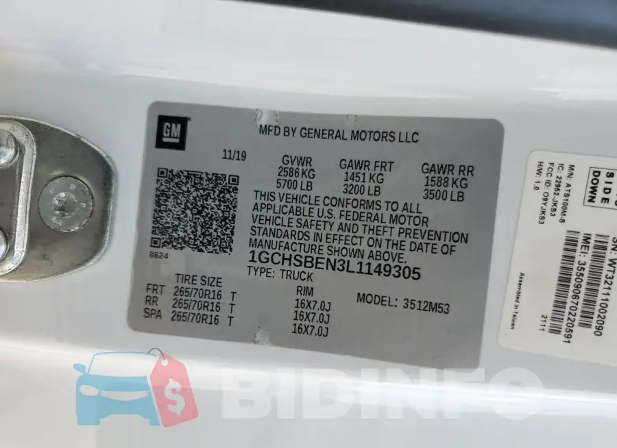 1GCHSBEN3L1149305 Photo# 12