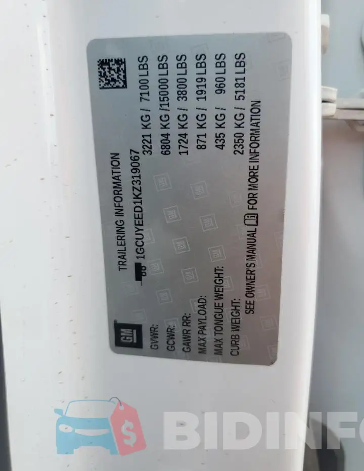 1GCUYEED1KZ319067 Photo# 12