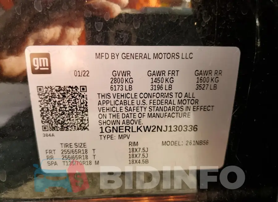 1GNERLKW2NJ130336 Photo# 13