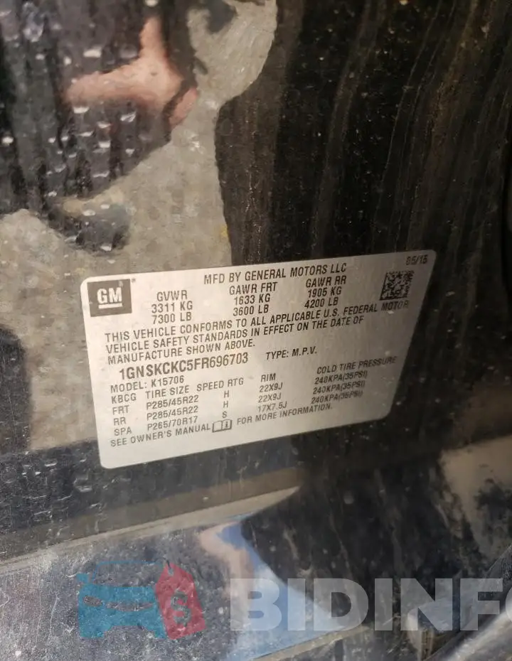 1GNSKCKC5FR696703 Photo# 13