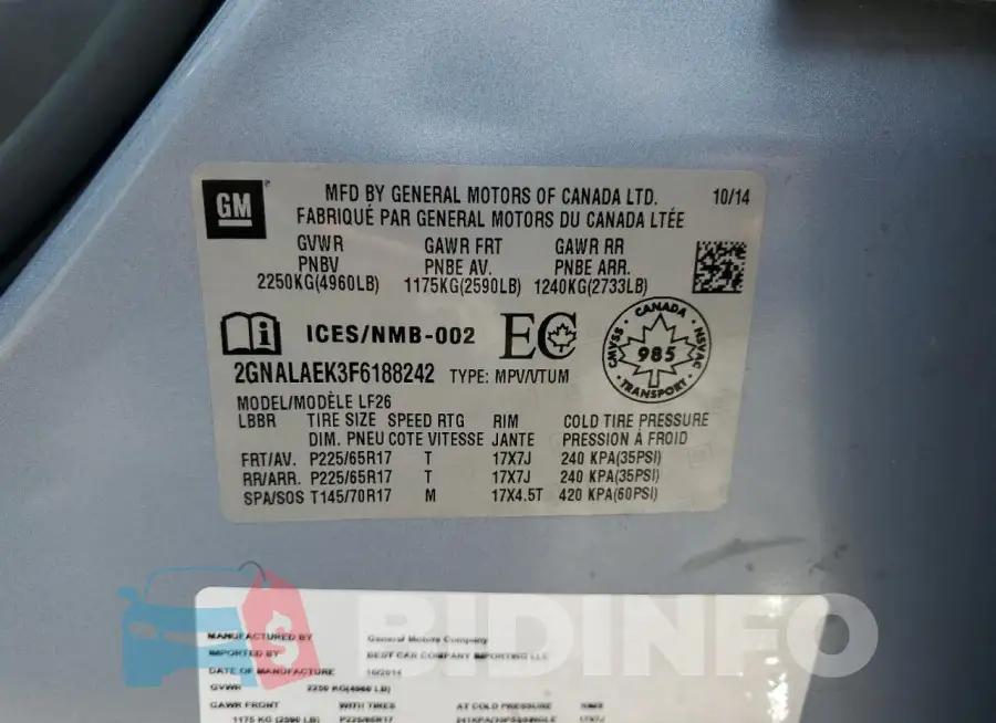 2GNALAEK3F6188242 Photo# 13