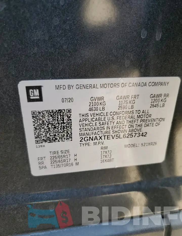 2GNAXTEV5L6257342 Photo# 13