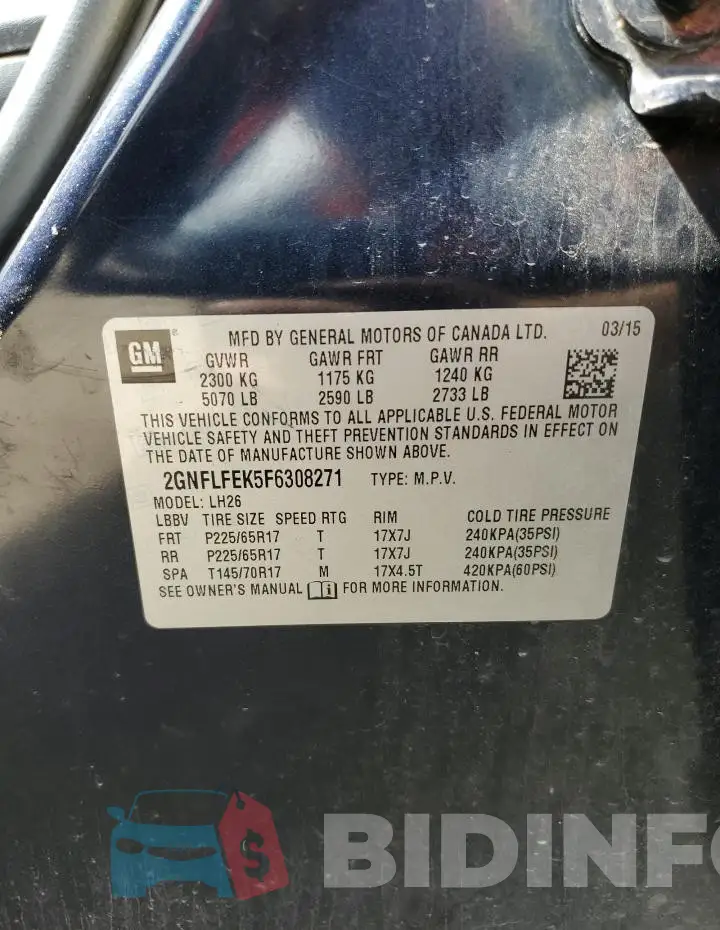 2GNFLFEK5F6308271 Photo# 13