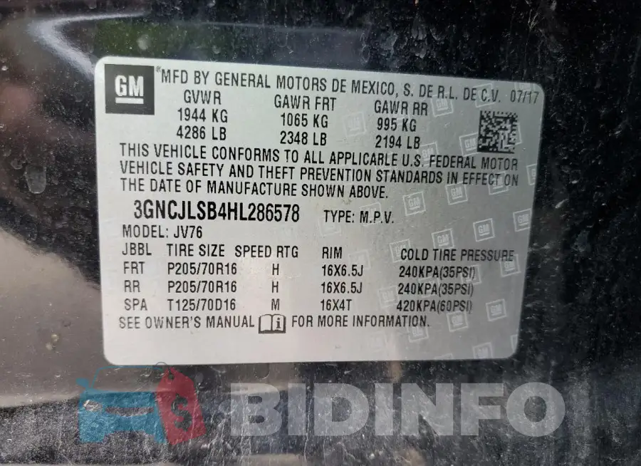 3GNCJLSB4HL286578 Photo# 14