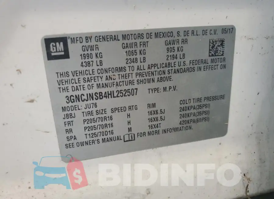 3GNCJNSB4HL252507 Photo# 14